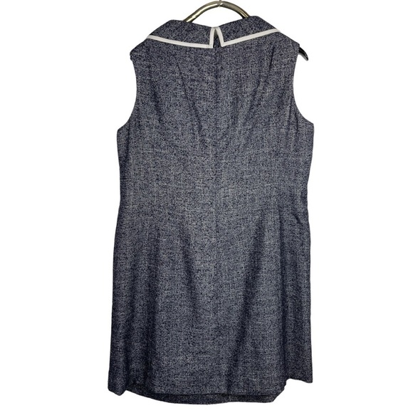 NORMAN AMBROSE SPECKLED ROUNDED FLAT COLLAR RETRO SLEEVELESS SHEATH DRESS - Picture 2 of 11